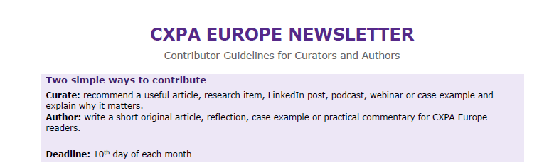CXPA Europe Regional Newsletter Contributor Guidelines
